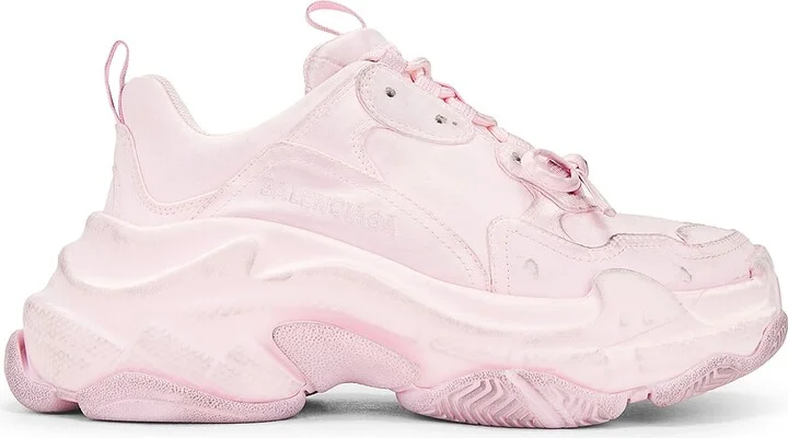 Balenciaga Triple S Satin Sneaker in Rose