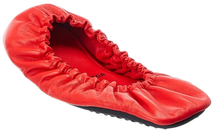 Balenciaga Tug Leather Ballerina Flat