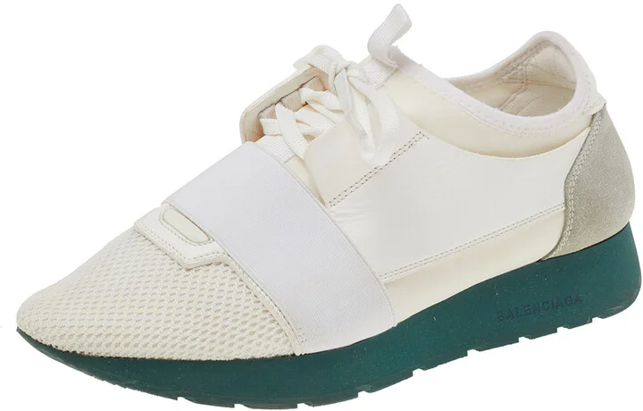 Balenciaga White Leather And Mesh Race Runner Sneakers Size 39