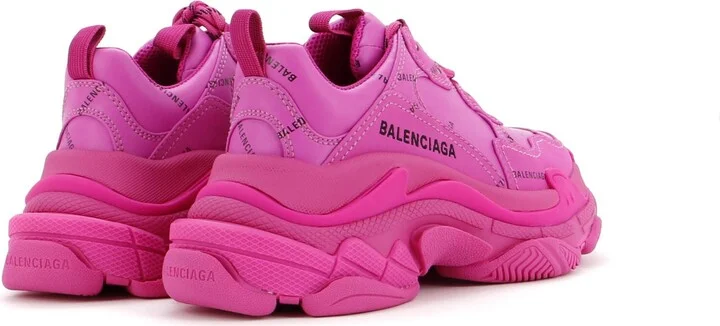 Balenciaga Women's Allover Logo Triple S Sneakers Printed Technical Fabric and Faux Leather - Image 3