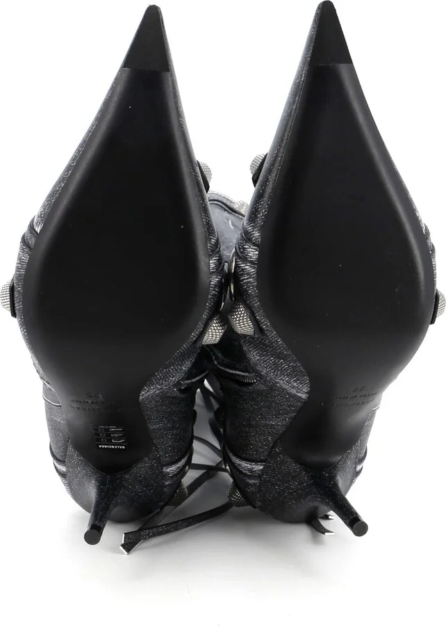Balenciaga Women's Cagole Knee High Boots Printed Studded Leather 90 - Image 4