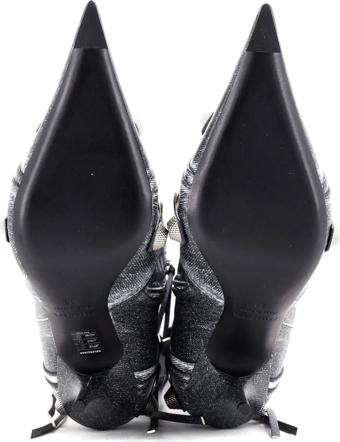 Balenciaga Women's Cagole Knee High Boots Printed Studded Leather 90 - Image 4