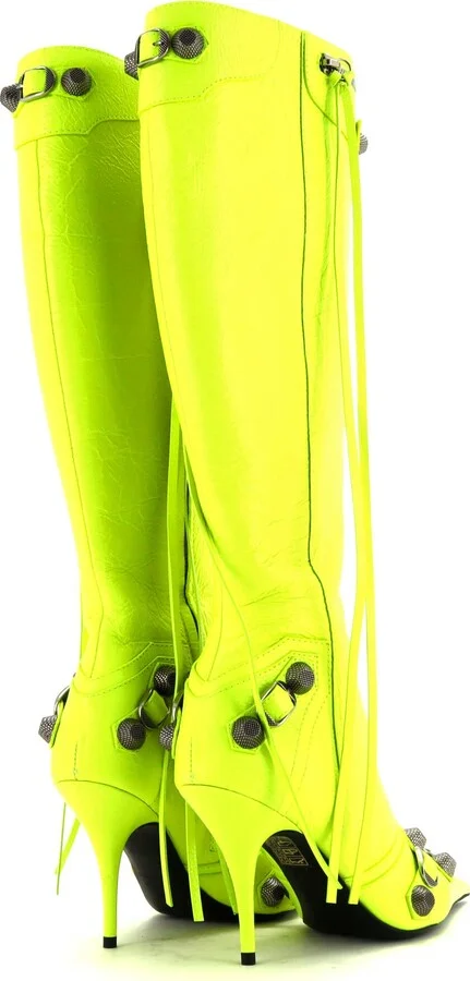 Balenciaga Women's Cagole Knee High Boots Studded Leather 90 - Image 3
