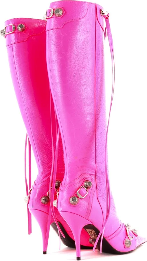 Balenciaga Women's Cagole Knee High Boots Studded Leather 90 - Image 3