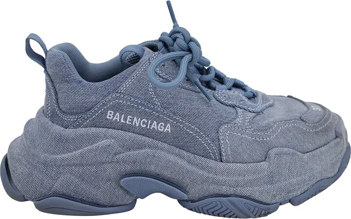 Balenciaga Women's Denim Triple S Sneaker (Authentic Pre-Loved) - Image 2
