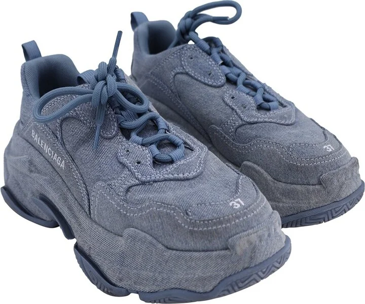 Balenciaga Women's Denim Triple S Sneaker (Authentic Pre-Loved)