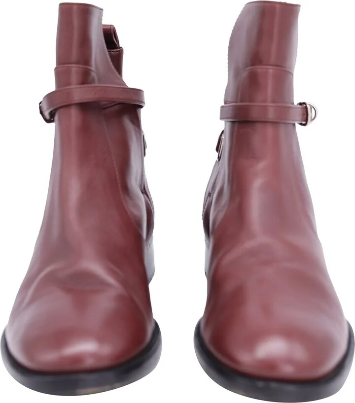 Balenciaga Women's Leather Flat Ankle Belt Detail Boot (Authentic Pre-Loved) - Image 2