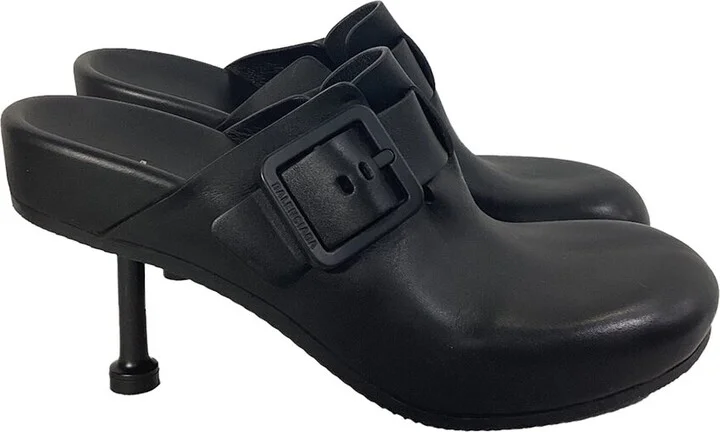 Balenciaga Women's Leather Mallorca Sabot Mules (Authentic Pre-Loved)