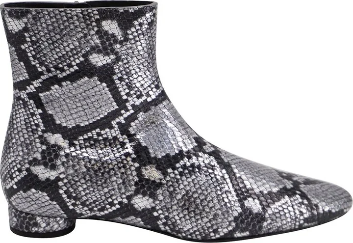 Balenciaga Women's Leather Oval Block-Heel Snakeskin-Embossed Bootie (Authentic Pre-Loved) - Image 2
