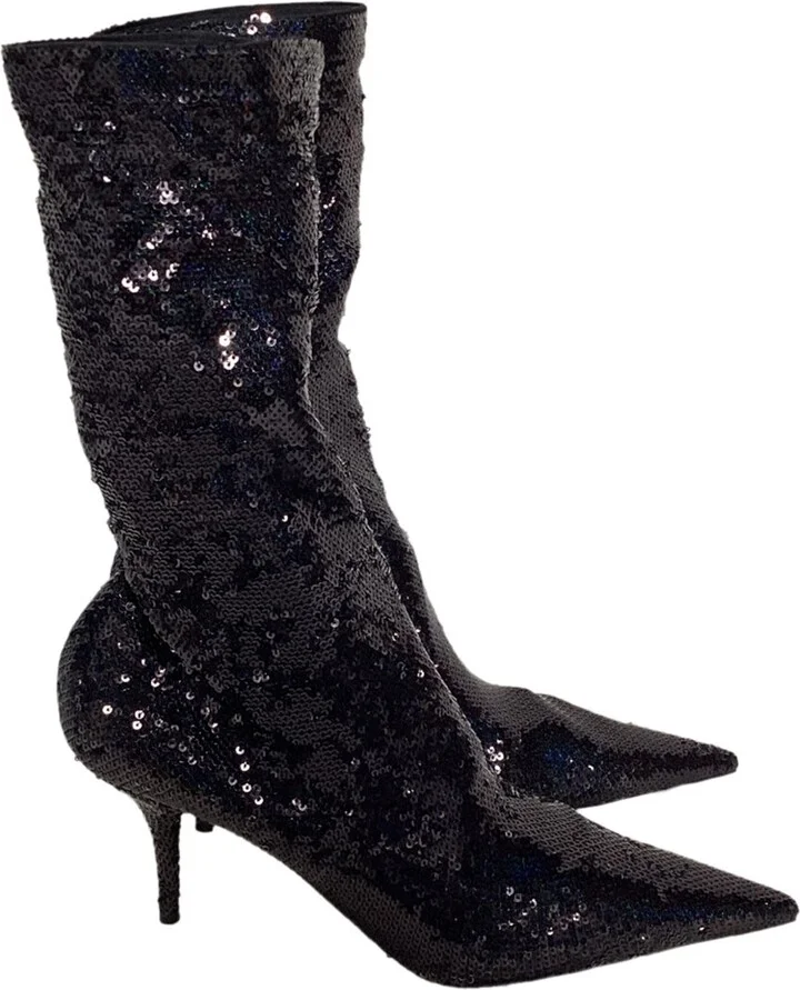Balenciaga Women's Sequin Knife High Heel Sock Bootie (Authentic Pre-Loved)