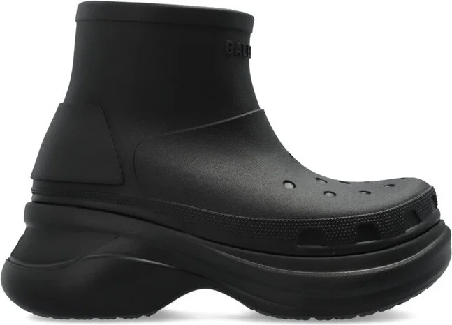 Balenciaga X Crocs Logo Embossed Ankle Boots