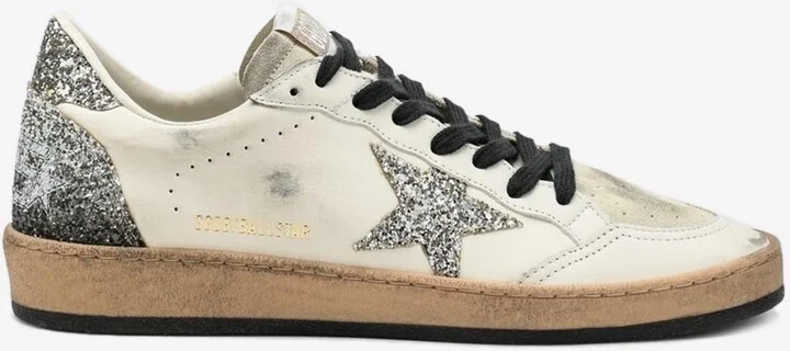 Ball Star Distressed Leather Low-Top Sneakers