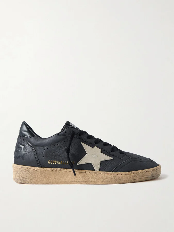 Ball Star Distressed Leather Sneakers