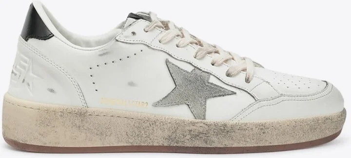 Ball Star Distressed Leather Sneakers