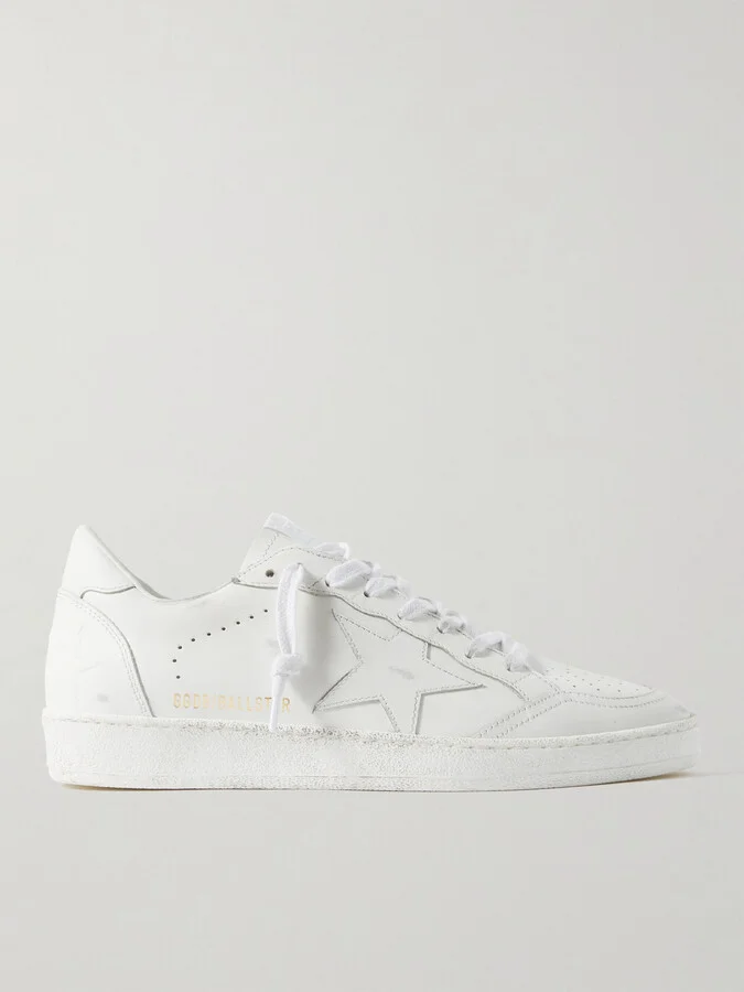 Ball Star Distressed Leather Sneakers