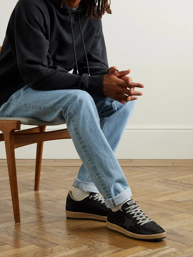 Ball Star Distressed Nubuck and Leather-Trimmed Nylon Sneakers - Image 2