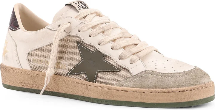Ball Star Double Quarter Low-top Leather Sneakers With Used Effect - Image 2