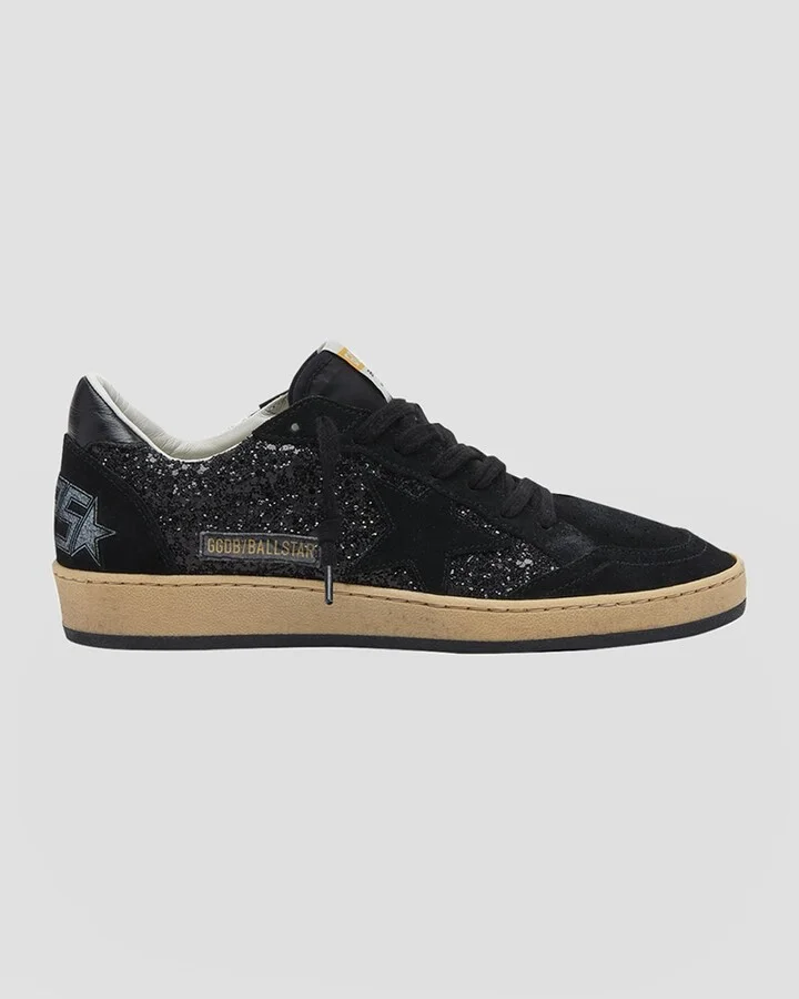 Ball Star Glitter and Suede Low-Top Sneakers