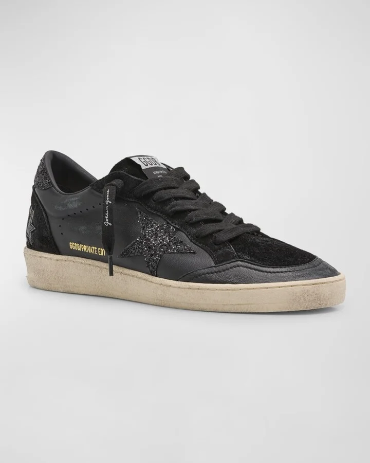 Ball Star Glitter Leather Low-Top Sneakers - Image 5