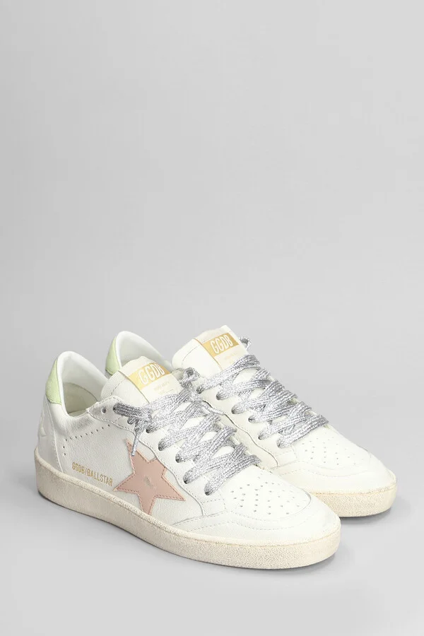 Ball Star Sneakers In White Leather - Image 2