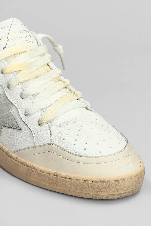 Ball Star Sneakers In White Leather - Image 5