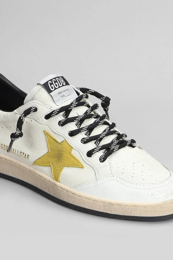 Ball Star Sneakers In White Leather - Image 5