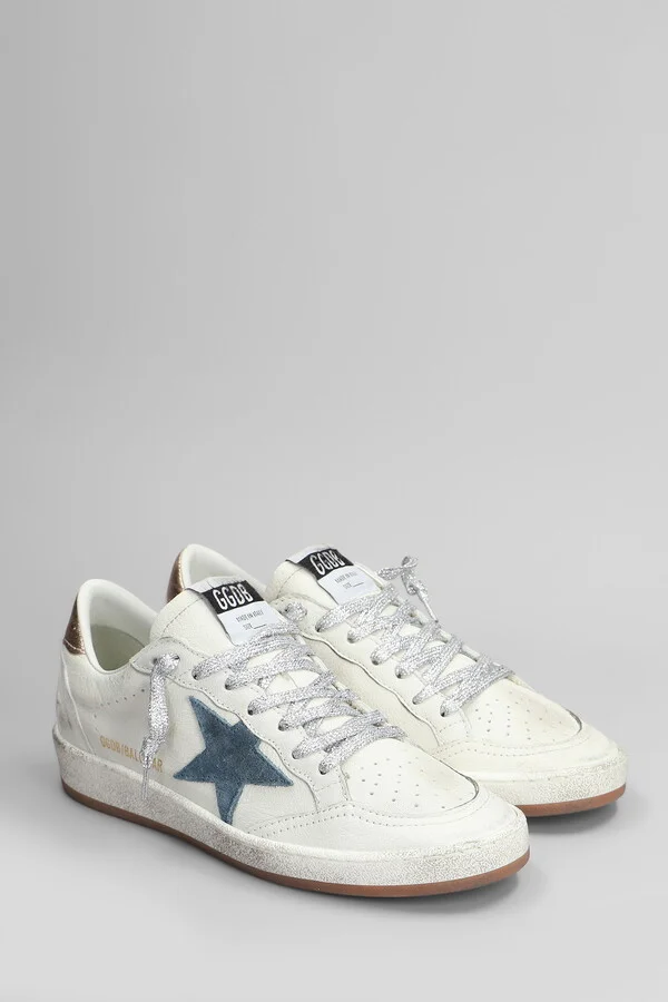 Ball Star Sneakers In White Leather - Image 2