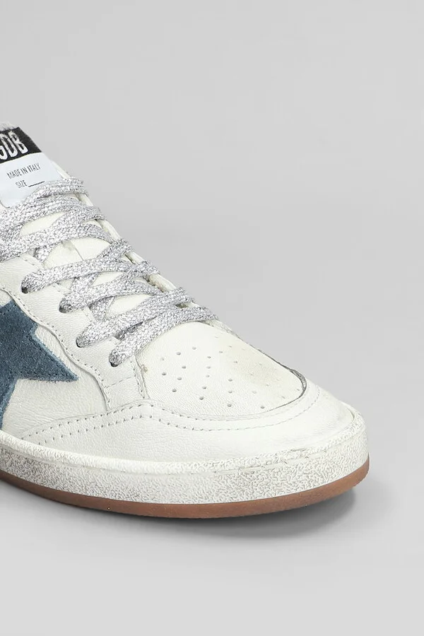 Ball Star Sneakers In White Leather - Image 5