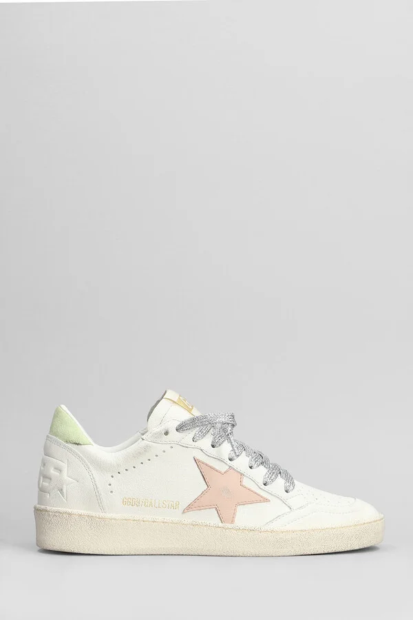 Ball Star Sneakers In White Leather