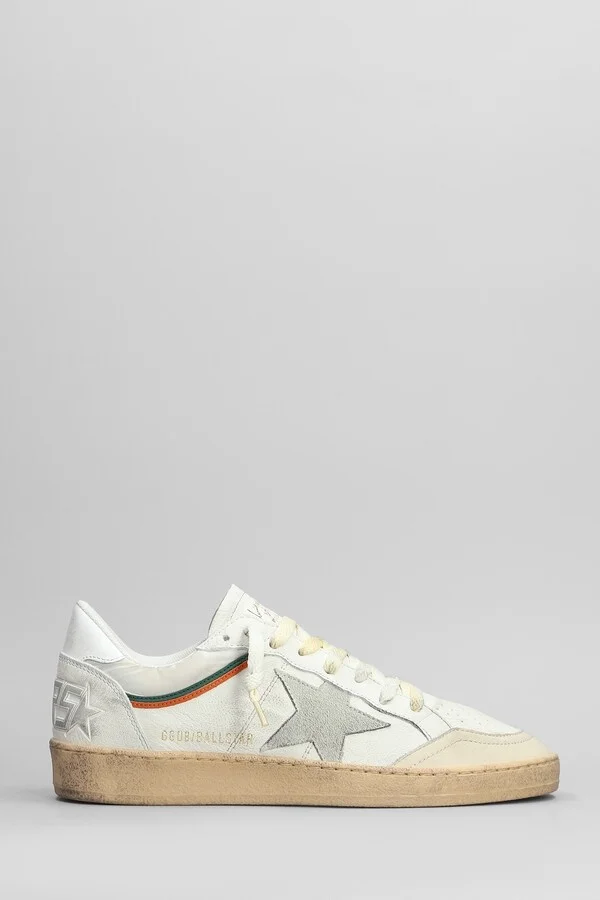 Ball Star Sneakers In White Leather