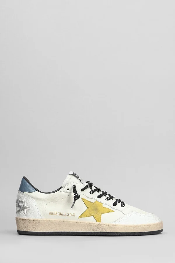 Ball Star Sneakers In White Leather