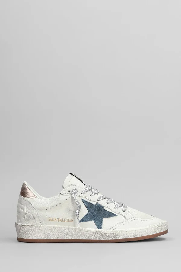 Ball Star Sneakers In White Leather