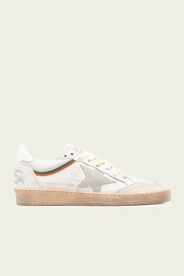 Ball-Star White Beige Men Leather Sneaker