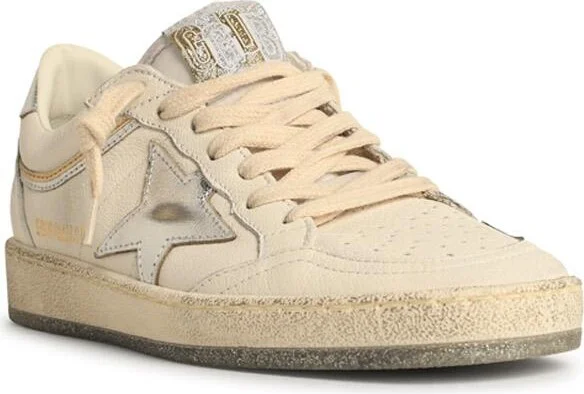 'ball-star' White Leather Sneakers With Silver Star And Heel - Image 2