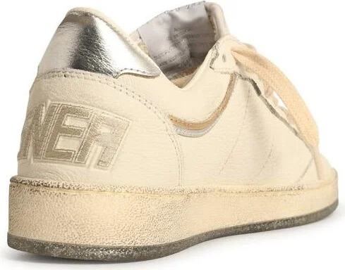 'ball-star' White Leather Sneakers With Silver Star And Heel - Image 3