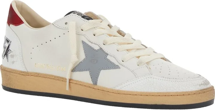 'ball Star' White Low Top Sneakers With Star In Leather And Suede Man - Image 2