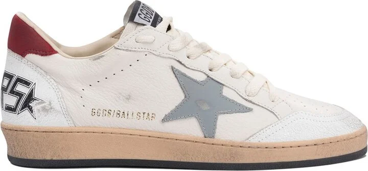 'Ball Star' White Low Top Sneakers With Star In Leather And Suede Man - Image 2