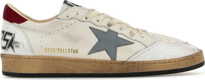 'Ball Star' White Low Top Sneakers With Star In Leather And Suede Man - Image 3
