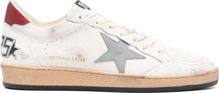 'Ball Star' White Low Top Sneakers With Star In Leather And Suede Man - Image 4