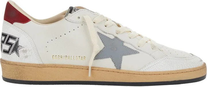 'Ball Star' White Low Top Sneakers With Star In Leather And Suede Man - Image 5