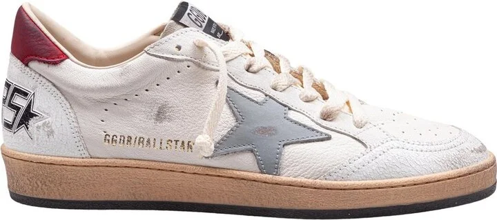 'Ball Star' White Low Top Sneakers With Star In Leather And Suede Man - Image 8