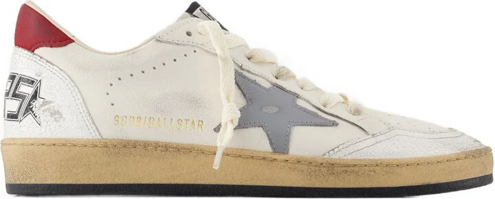 'Ball Star' White Low Top Sneakers With Star In Leather And Suede Man - Image 9
