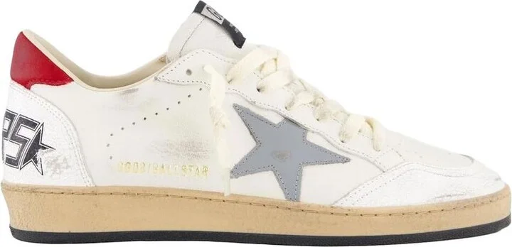 'Ball Star' White Low Top Sneakers With Star In Leather And Suede Man