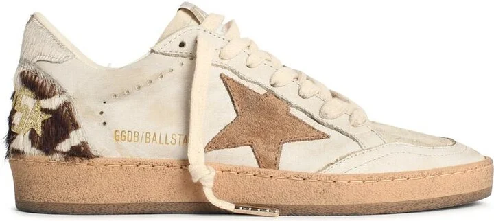 'ball Star' White Suede And Pony Leather Sneakers