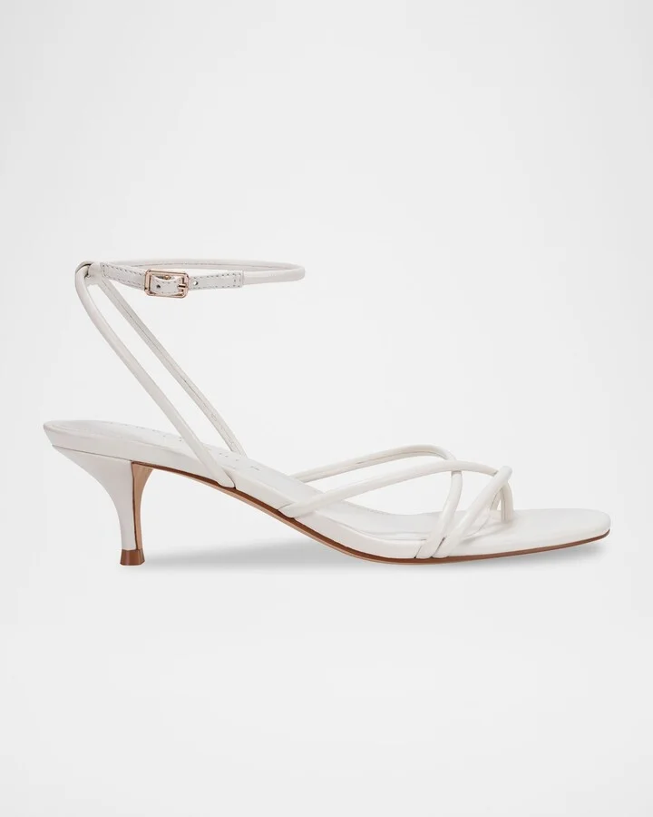 Ballen Tubular Leather Kitten Ankle-Strap Sandals