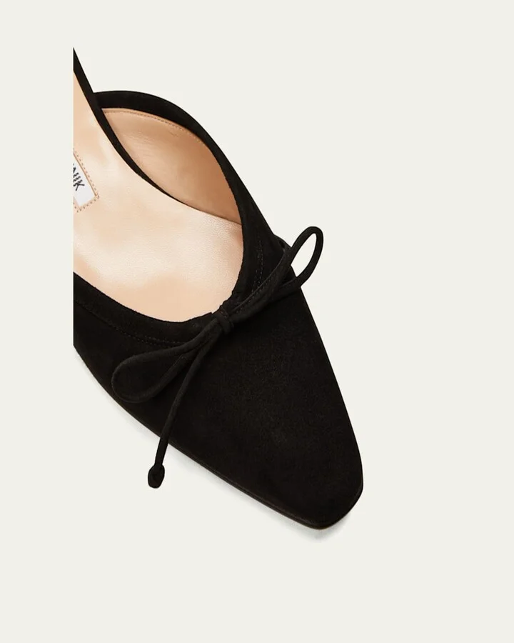 Ballerimu Suede Bow Ballerina Flat Mules - Image 3