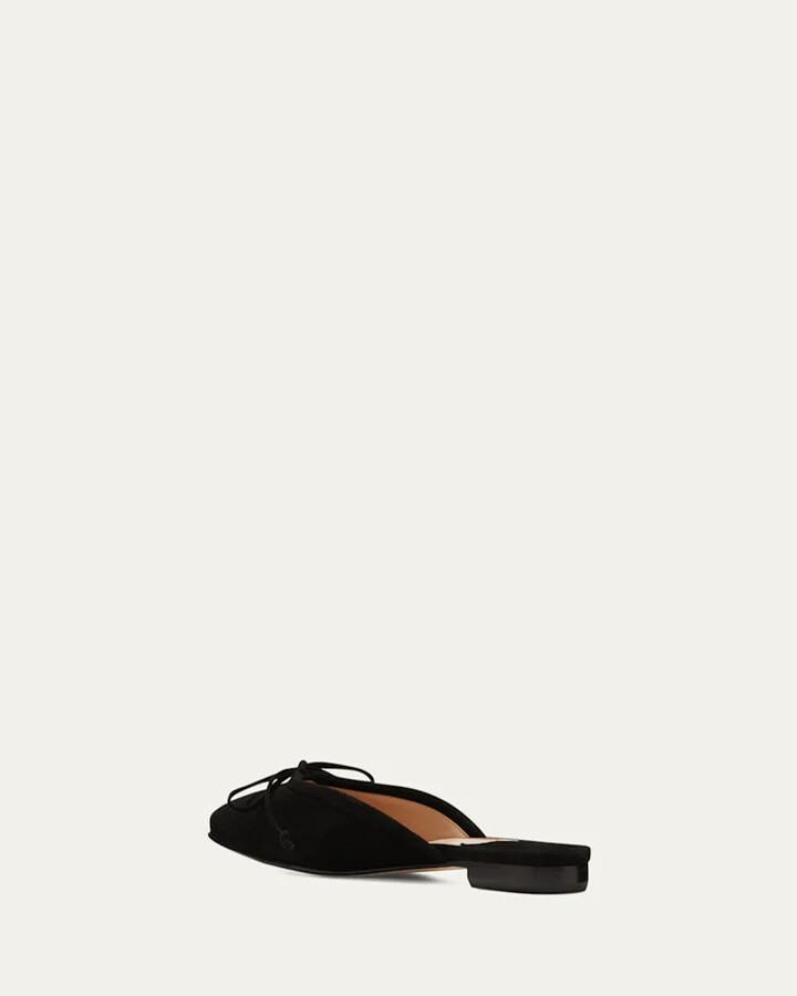 Ballerimu Suede Bow Ballerina Flat Mules - Image 5