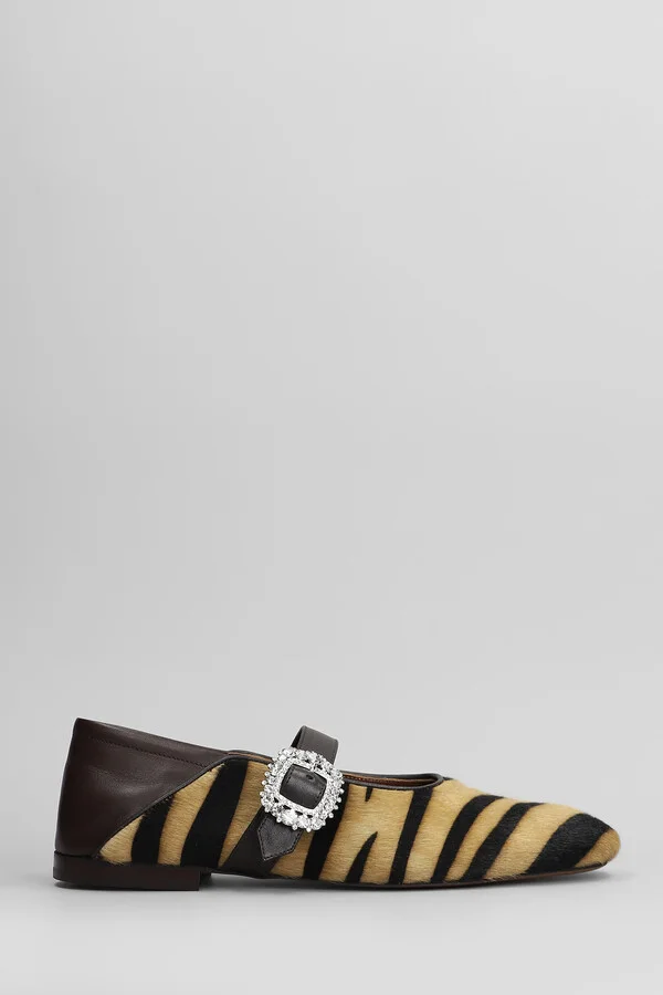 Ballerina Buckle Ballet Flats In Animalier Pony Skin