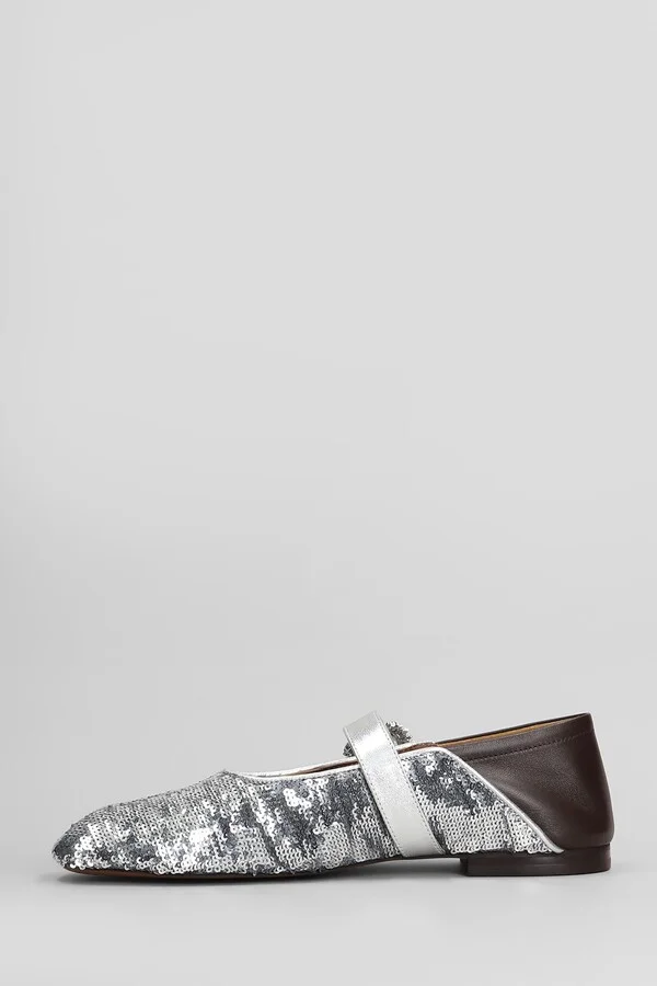 Ballerina Buckle Ballet Flats In Silver Leather - Image 3