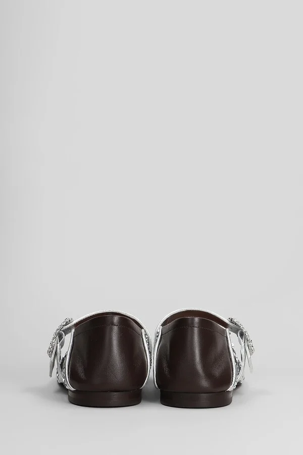 Ballerina Buckle Ballet Flats In Silver Leather - Image 4